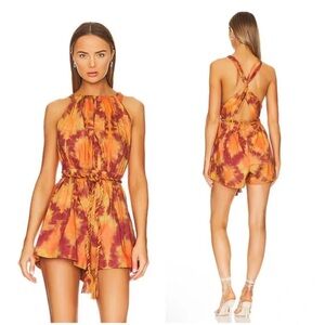 Ulla Johnson Orange and Brown Tie-Dye Romper